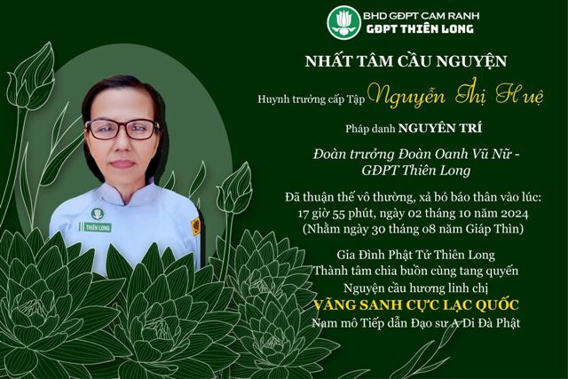 GĐPT Thiên Long cáo tang HTr Nguyên Trí Nguyễn Thị Huệ mệnh chung